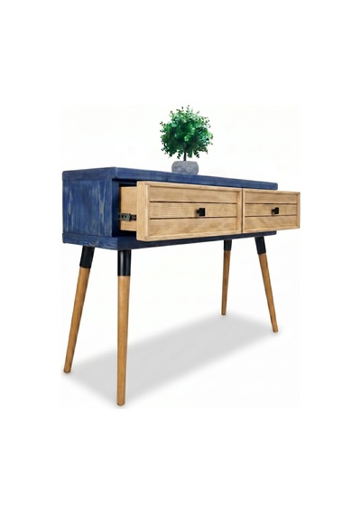 Mobenta Stria Entry: Modern Masif Dresuar 2 Çekmeceli Antre Konsolu - 120x31 Ig-bz Mavi-krem