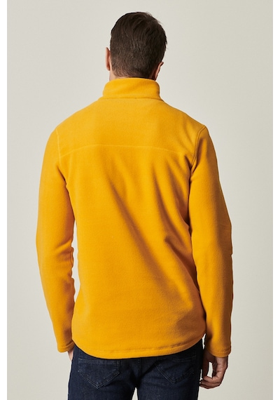 Erkek Sarı Anti-pilling Tüylenme Yapmayan Standart Fit Dik Yaka Polar Sweatshirt Sarı