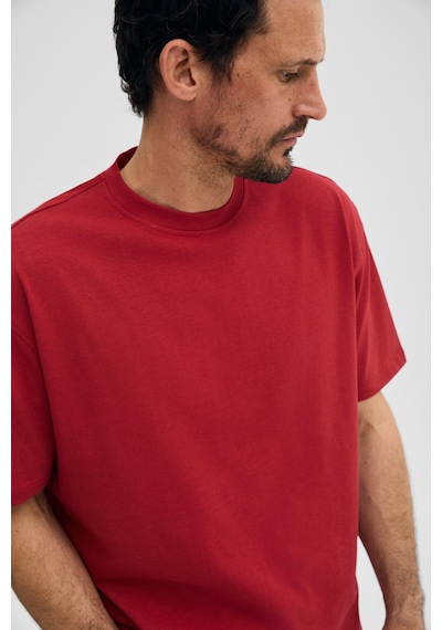 Grimelange Grımelange Dunno Erkek %100 Organik Pamuk Yuvarlak Yakalı Regular Fit Kırmızı T-shirt KIrmızı