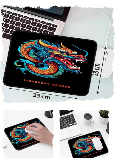 Legendary Dragon Tasarımlı 33x28 Cm Mousepad Kaymaz Taban Rahat Konforlu Mouse Pad