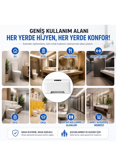 Hpytech Temassız Otomatik Tuvalet Sifonu Şarjlı Hareket Sensörlü Usb Şarjlı Ipx5 Su Geçirmez Üstten Basmalı Rezervuar Uyumlu Beyaz