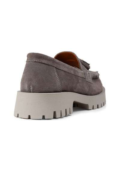 Deery Kadın Hakiki Süet Gri Püsküllü Loafer - 02033zgrıc01