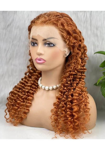 Gerçek Front Lace Tül Peruk Afro Dalgalı Bakır 70 75cm