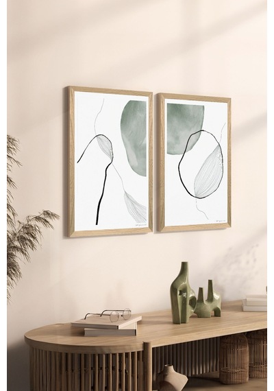 2 Parça Ahşap Çerçeve Görünümlü Mdf Tablo Seti 33x48 Cm - Model 12 - Ersy2mdfmodel12