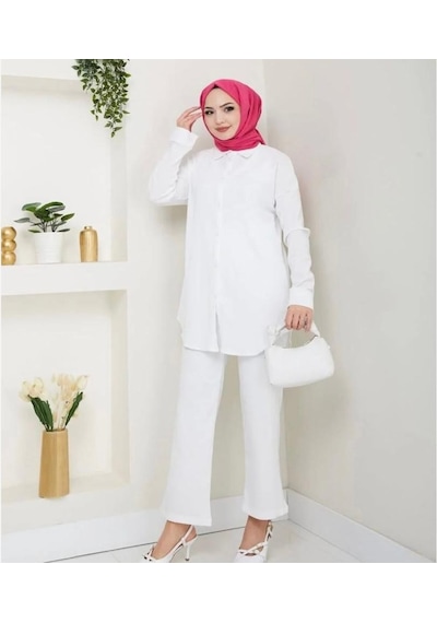 Lovie Moda Kadın İkili Bürümcük Takım Beyaz