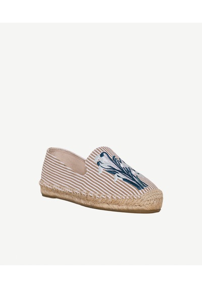 Yargıcı Nakış Detaylı Çizgili Kumaşlı Espadril 26ykay4029x 017 Bej