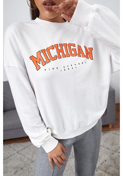 Madmext Mad Girls Beyaz Sweatshirt Mg785 Beyaz