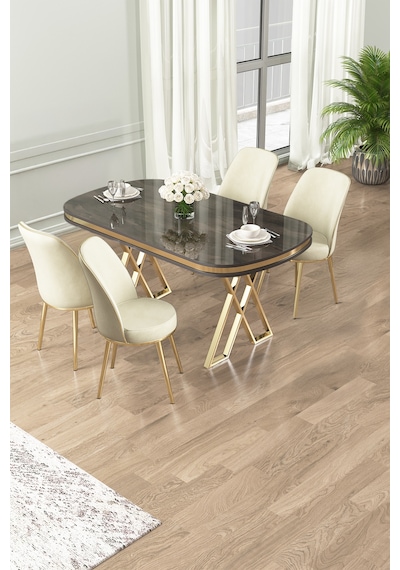 Canisa Lai Serisi 90x168 Lak Panel Antrasit İroni Masa Ve 4 Krem Sandalye Gold Kaplama Ayak Antrasit İroni Masa Krem Sandalye Gold Ayak Canisa Lai Serisi 90x168 Lak Panel Antrasit İroni Masa Ve 4 Krem Sandalye Gold Kaplama Ayak Antrasit İroni Masa Krem Sandalye Gold Ayak