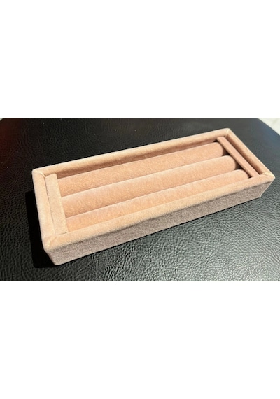 Süet Kumaş Pembe Renk 18 / 7 Cm Rulo Çekmece İçi Yüzük Standı