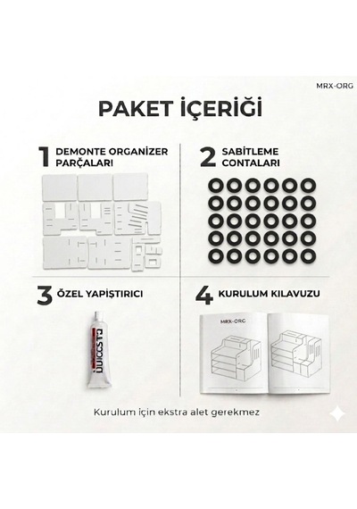 Mrx-org Desk 01 Masaüstü Organizer Peçetelikli Çok Amaçlı Masa Düzenleyici, Raflı Dosyalık Beyaz