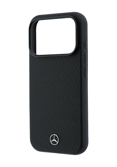 Apple Uyumlu iPhone 18 Pro Kılıf Mercedes Benz Lisanslı M-safe Uyumlu 3d Metal Logolu Wrap Wood Deri Kapak Siyah
