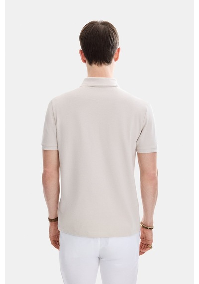 Backandbond Bej Regular Fit Örme Polo Yaka Tişört