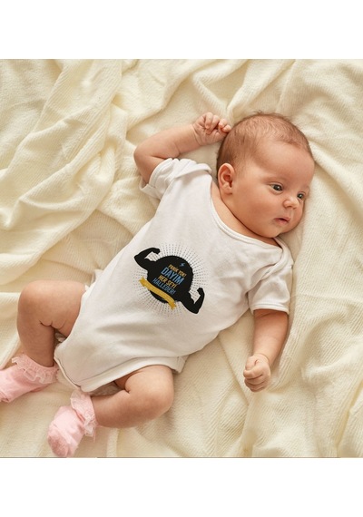 Bk Kids Dayım Her Şeyi Halleder Tasarımlı Bebek Body Zıbın - Model 1 9-12 Ay sarı