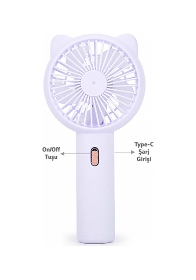3 Modlu Şarjlı El Fanı 3 Kademe Seyahat Masaüstü Vantilatör Taşınabilir Mini Fan Mor F136