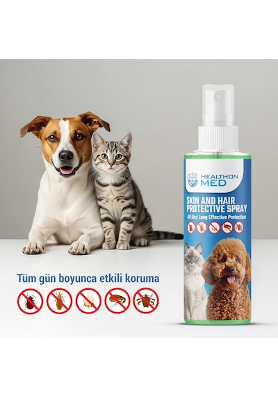 Healthonmed Köpek Ve Kedi Deri & Tüy Koruyucu Sprey Doğal Vegan Formül, Kene Ve Pireye Karşı Etkili, Kaşınt