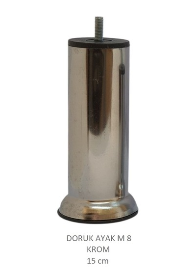 Doruk Ayak, Cıvatalı Baza Koltuk Dolap Ayağı, Metal, Krom, M8, 15 Cm Krom