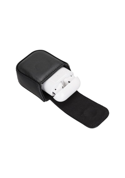 Aurel Onyx Black Charm Hakiki Deri Apple Uyumlu Airpods Kılıfı 1 & 2 Kılıf