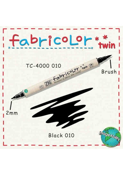 Zig Fabricolor Twin Çift Uçlu Kumaş Boyama Kalemi Black N11.1425