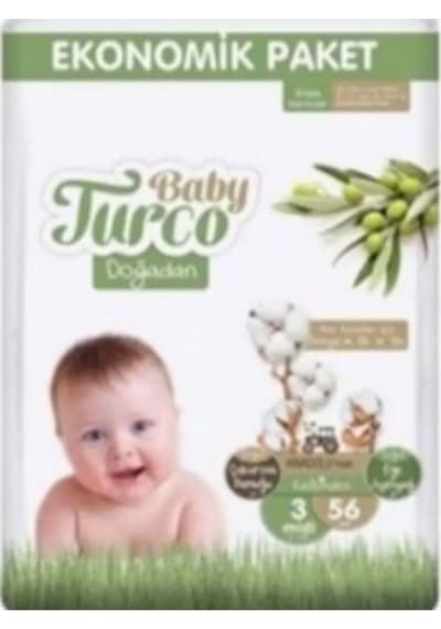 Baby Turco Bebek Bezi Ekonomik Paket 56'lı 3 Numara S/m