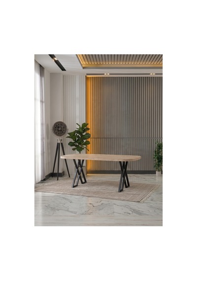 Nesa 90x170 Mdf X Ayak Masa Yemek Masası/mutfak Masası Traverten Traverten