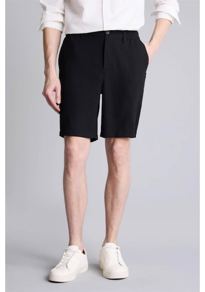 Defacto Regular Fit Keten Karışımlı Siyah Erkek Şort D4277ax/bk27