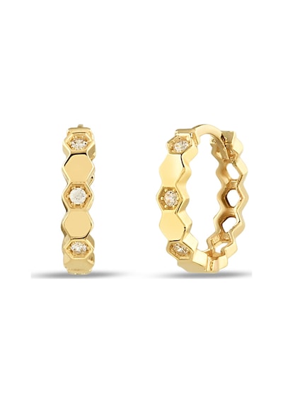 Debora Jewelry 14 Ayar Altın Zirkon Taşlı Halka Küpe