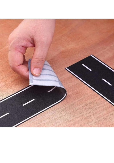 Oto Bant Çocuklar Için Yapışkanlı Yol 10 Mt Uzunluk 7 Cm Genişlik 1 Adet Gönderilir Beyaz - Siyah