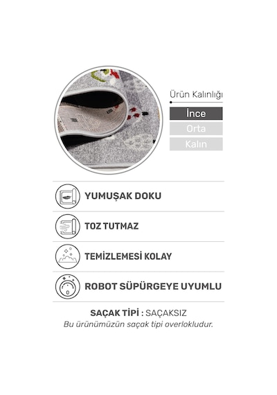 Oyun Şehri Çocuk Oyun Halısı 3 Boyutlu Araba Yolu Desenli, Tozumaz, Kolay Temizlik, Jüt Tabanlı Gri