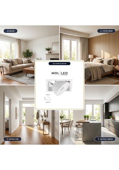 Molled Milano Serisi 8w Kare Sıva Altı Led Spot Beyaz Kasa 3000k - Mol3402-8ww