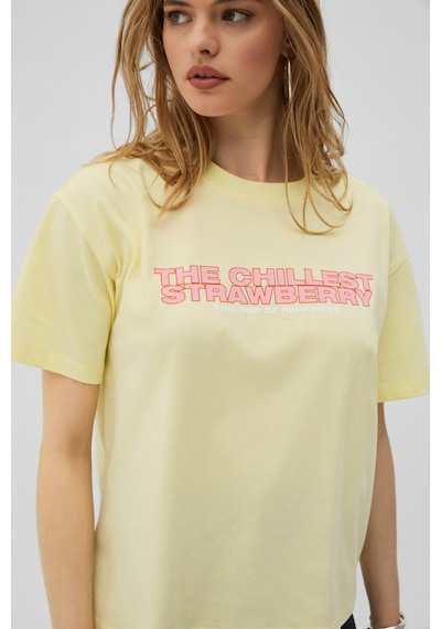 Grımelange Mochı Kadın %100 Organik Pamuklu Yuvarlak Yakalı Baskılı Sarı T-shirt Grımelange Mochı Kadın %100 Organik Pamuklu Yuvarlak Yakalı Baskılı Sarı T-shirt
