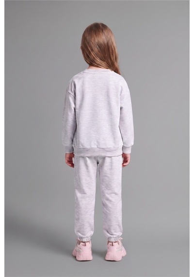 Defacto %100 Pamuk Baskılı Sweatshirt Üst Lastikli Paça Alt 2li Takım Kız Bebek I4475a526augr28 Gri-gr28