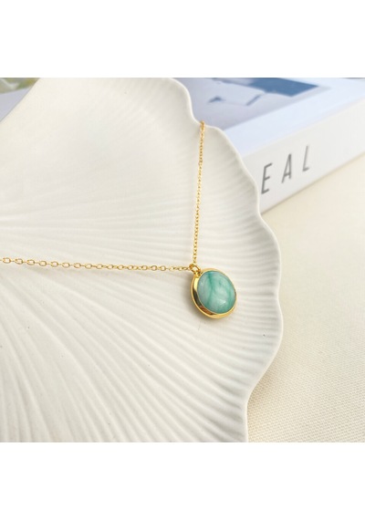 Doğaltaş Kolye Aqua Marin Kolye Kaplama Çerçeveli Gold 45cm Gold