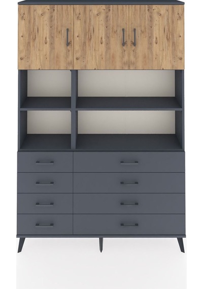 Arges Dolap 8 Raflı 8 Çekmeceli 3 Kapaklı 132x30x195 Antrasit-çam/antrasit Atlas Çam/antrasıt Arges Dolap 8 Raflı 8 Çekmeceli 3 Kapaklı 132x30x195 Antrasit-çam/antrasit Atlas Çam/antrasıt