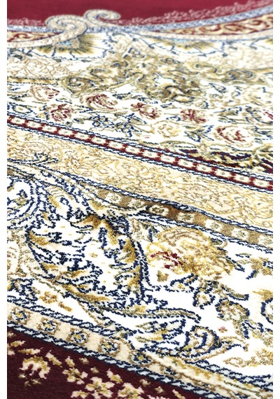 Enti Herat 2805 Kırmızı Klasik Salon Halısı Çerçeveli Göbekli Parlak Dokuma Lüks Vintage Halı Kırmızı