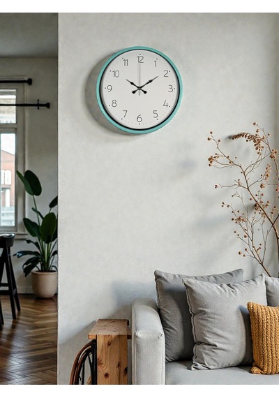 36 Cm Turkuaz Standart Duvar Saati Açık