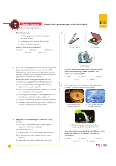 Nitelik Yayınları 9. Sınıf Fizik Beceri Temelli 34 Haftalık 4 Fasikül Video Çözümlü Soru Kitabı Kk3048