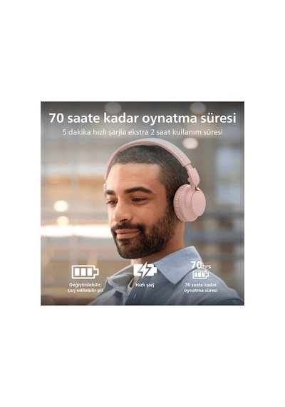 Philips TAH4000PK Bluetooth 6.0 Kablosuz Kulak Üstü Kulaklık