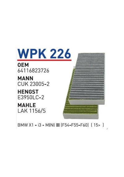 WUNDER WPK226 Polen Filtresi X1