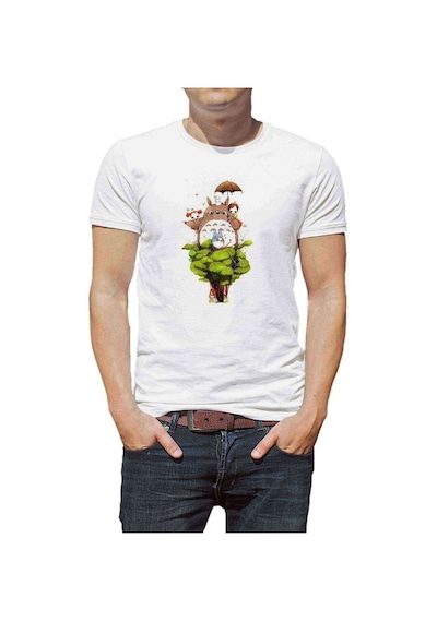 My Neighbor Komşum Totoro Baskılı Beyaz Erkek Tshirt (531006704)