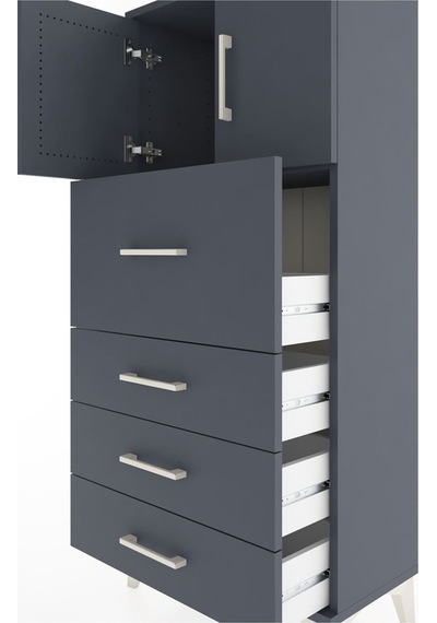 Hyperion Dolap Tek Raflı 4 Çekmeceli 2 Kapaklı 60x44x134 Antr... Antrasit