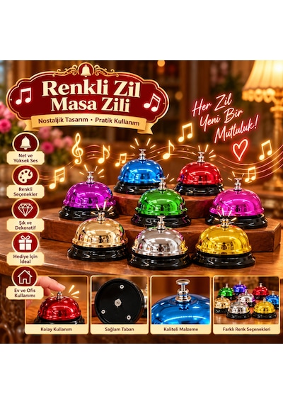 Renkli Metal Masa Zili