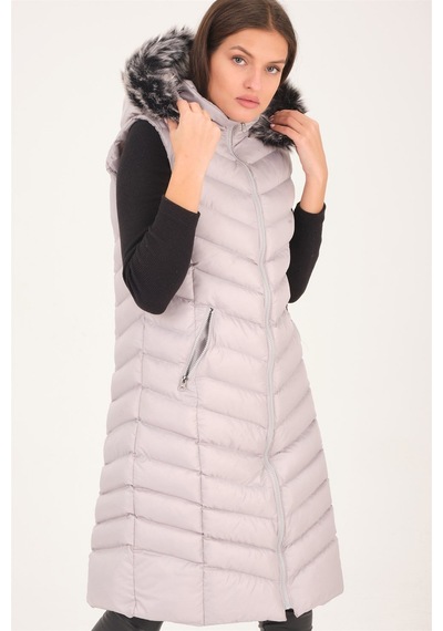 Z6684 Dewberry Bayan Yelek-düz Gri Düz Gri