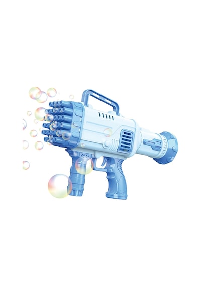 Pilli Roket Atar Köpük Tabancası 32 Delikli Bazooka Bubble Machine - Mavi Mavi