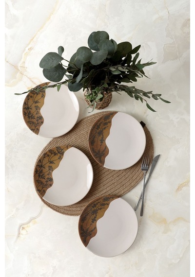 Keramika Terra Leaf Ege Pasta Tabağı 20 Cm 4 Adet 22878-79 Çok Renkli