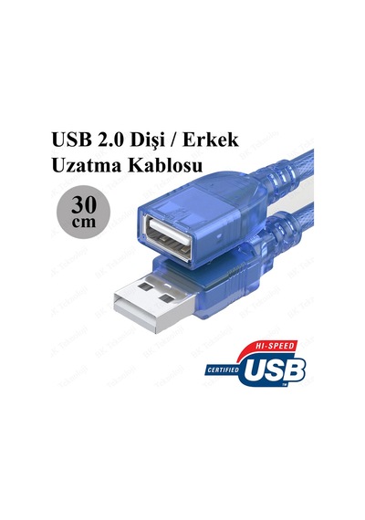 BK Teknoloji USB 2.0 Dişi/Erkek Uzatma Kablosu 30 CM