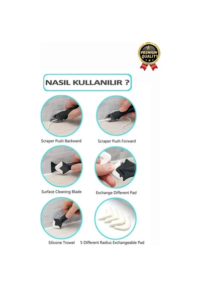 Çok Amaçlı Mutfak Banyo Fayans Derz Silikon Temizleme Kazıyıcı Sıyırıcı Ve Uygulayıcı Aparat 6 Parça