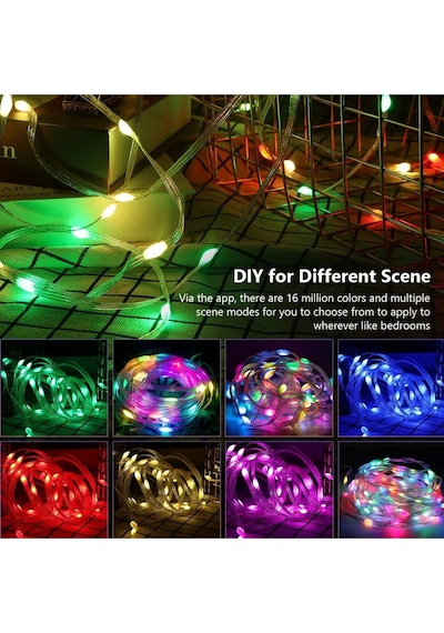 Usb Uygulamadan Sese Duyarlı 9.9 Metre Rgb Yılbaşı Ledi Kumandalı Led Çam Ağacı Kayar Led Tv Arkası Rgb
