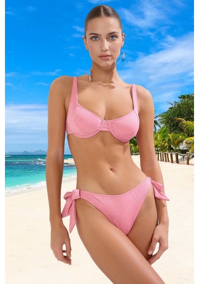 Ersefa Tasarım Bikini Takımı Şık Detaylı Esnek Kumaş Premium Kalite Hızl Pembe