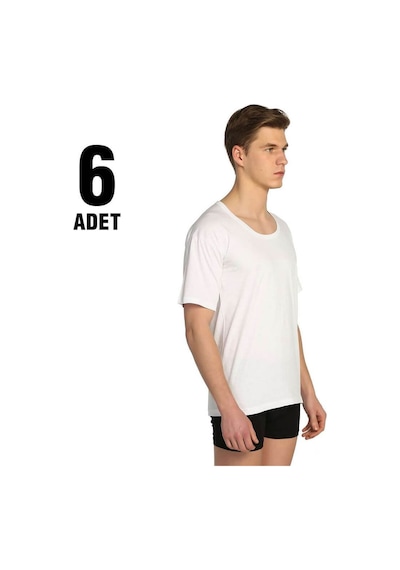 Seher Beyaz Penye Bisiklet Yaka Erkek Atlet 6'lı Beyaz