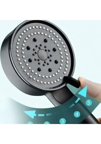 5 Fonksiyonlu Duş Başlığı Siyah Plastik Diğer